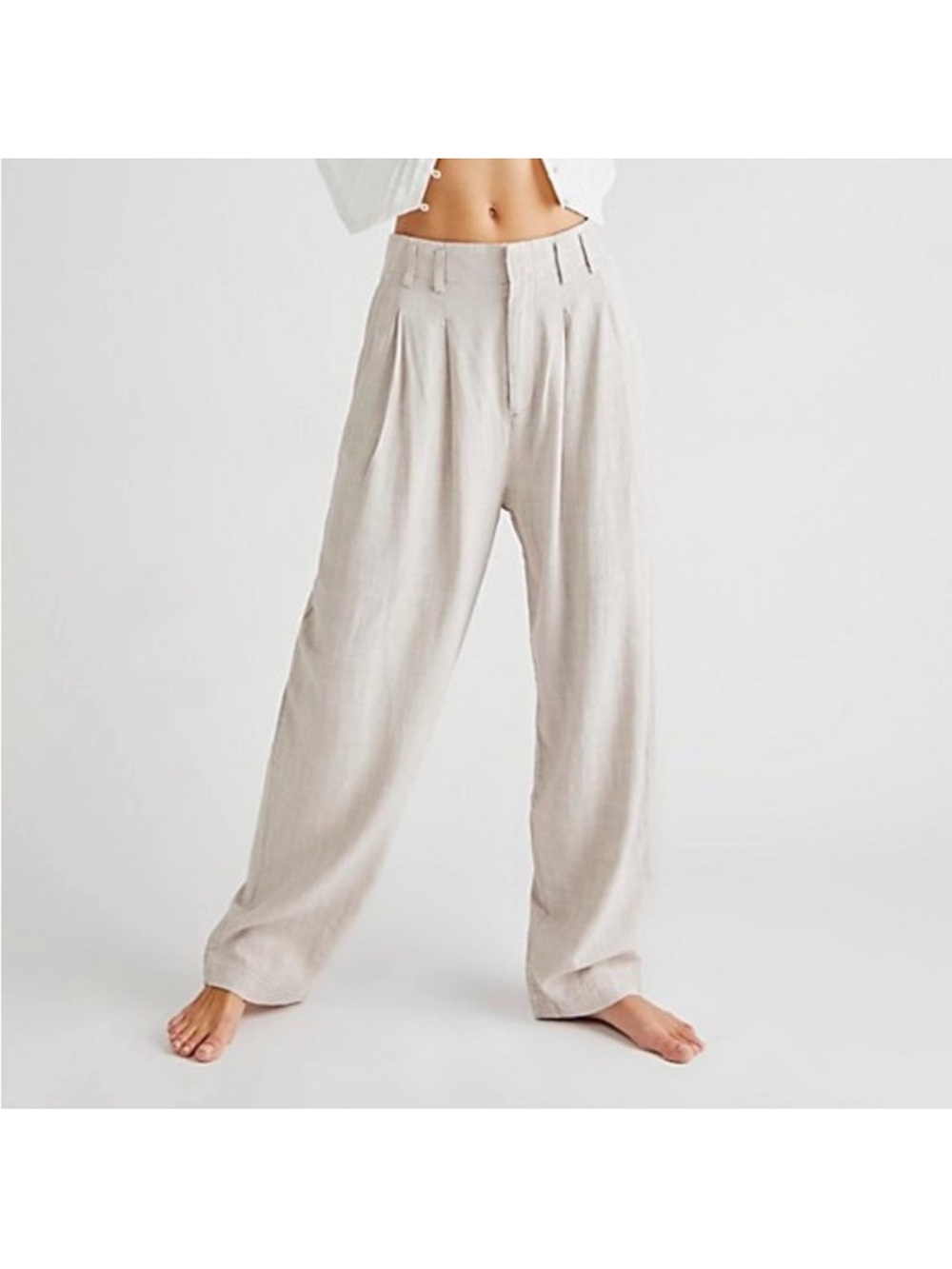free people calla linen blend trousers